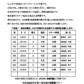 2、3月のパトロール
